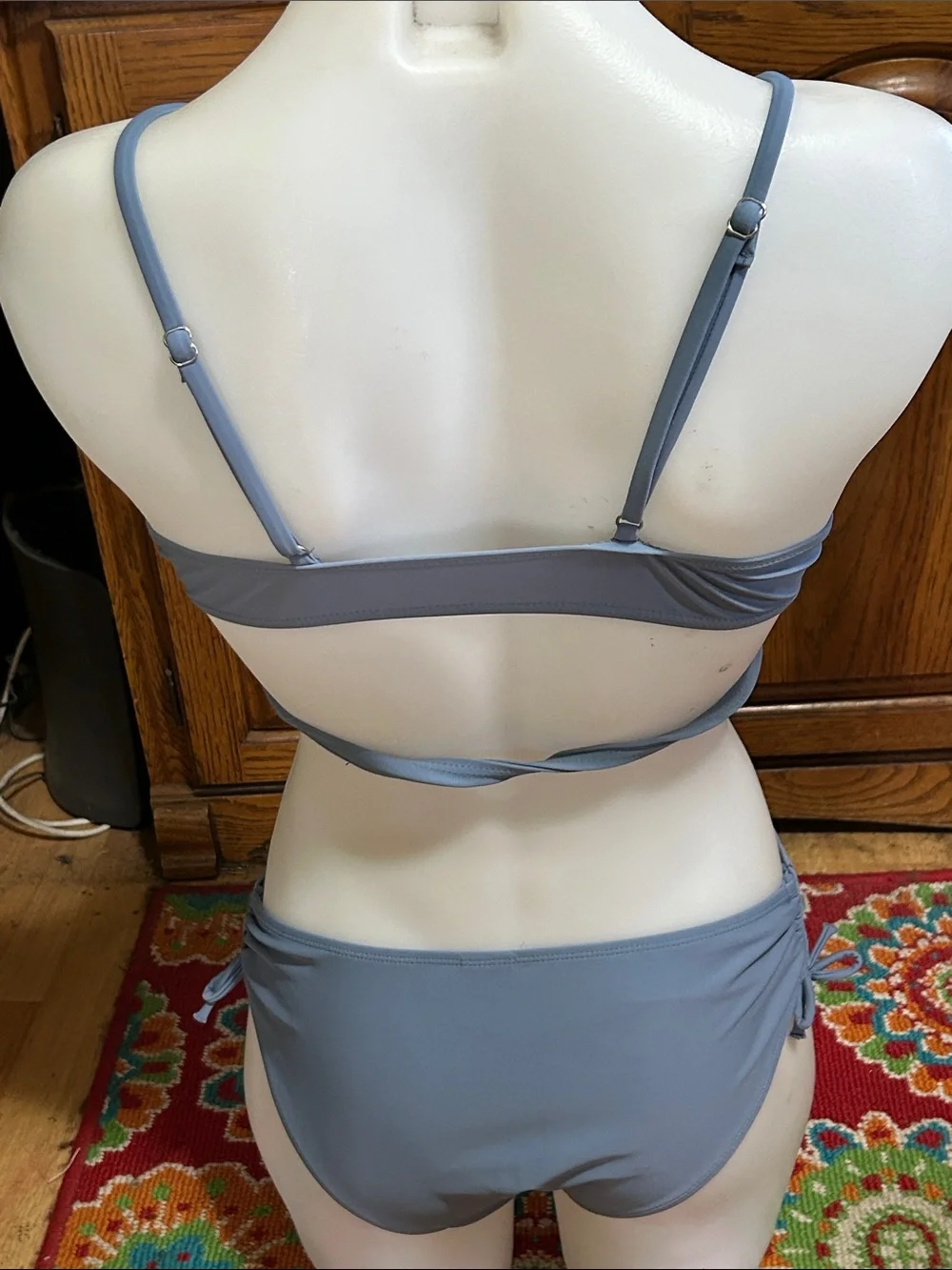 Girls' Knot-Front Light Blue Bikini Set Size XL
